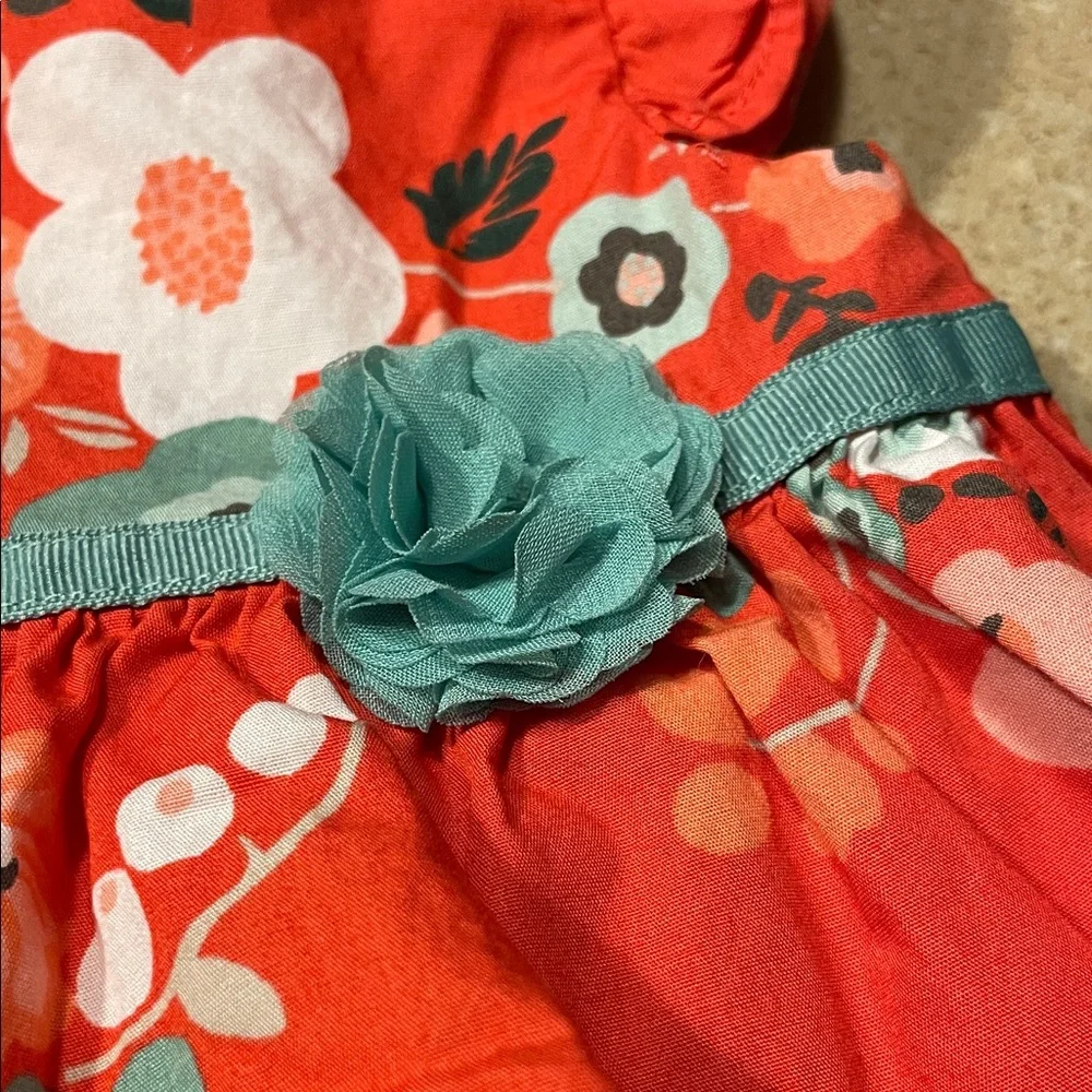 Gymboree Vibrant Red and Teal Floral Dress